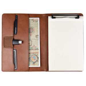 Porte-dossier en cuir PU personnalisé A5, à Clip métallique, pour dossiers <span class=keywords><strong>de</strong></span> conférence, étiquette <span class=keywords><strong>de</strong></span> styliste - Product Image 1