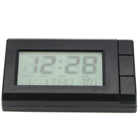 Horloge à affichage numérique LCD pour voiture Affichage de la température Horloge électronique Montre automatique Thermomètre Rétroéclairage bleu Ornements de voiture