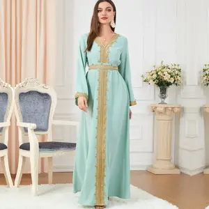 Vestido de una pieza de manga larga de Oriente Medio para mujer, ropa de otoño, abaya, musulmana, falda chi, venta al por mayor