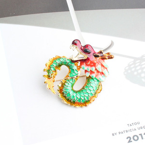 Direto da fábrica venda novo criativo estilo chinês doze zodíaco dragão rei broche óleo gotejamento design liga chapeamento das mulheres dos homens - Product Image 6