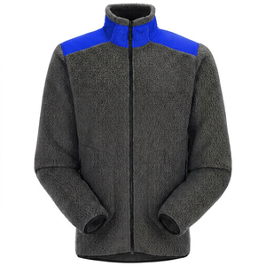 Wholesale Men's Solid Long High-Pile Sherpa Fleece <b>Waterproof</b> <b>Jacket</b> Custom Logo Winter <b>Warm</b> Stand Collar Full-Zip Outdoor - Product Image 5
