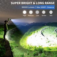 Lampe torche tactique réglable 100000 lumens, 5 modes, 26650*1(5000MAH) XHP50, rechargeable par USB, étanche IP55, portée 1000M+, faisceau réglable