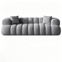 Canapé modulaire droit en tissu bulle gonflé vert, style nuage moderne, en polaire d'agneau, pour salon, maison, appartement, mobilier
