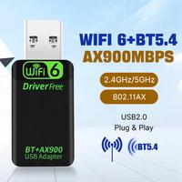 Adaptador Inalámbrico para PC con Bluetooth 5.4, Dongle Combinado WiFi 6 AX900, Mini Adaptador USB WiFi Inalámbrico de 2.4 y 5 GHz, Adaptador de Red de Baja Latencia