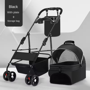 <span class=keywords><strong>Carrito</strong></span> de Lujo para Mascotas, Plegable, Transportador de Perros, Cochecito de Cuatro Ruedas, Silla de Paseo Portátil para Viajes al Aire Libre para Mascotas Pequeñas - Product Image 4
