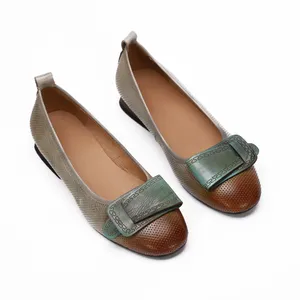 2023 desain baru lipat renda asli pabrik grosir langsung slip on warna retro untuk wanita sepatu sandal datar