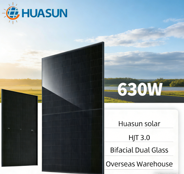 Huasun Solar G12R HSN-210R-B132 600W 605W 610W 615W 620W 625W 630W Dual Glass Bifacial HJT PV Module