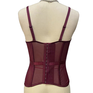 Vente Chaude : Haut <span class=keywords><strong>Corset</strong></span> Halter Couleur Unie avec Baleines pour Femme, <span class=keywords><strong>Camisole</strong></span> en Maille Transparente Amincissante, Vêtement d'Extérieur pour Soirées et Clubs - Product Image 5