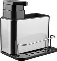 Organisateur d'évier de cuisine en acier inoxydable de type sur pied avec distributeur de savon, design détachable argenté, support non pliable