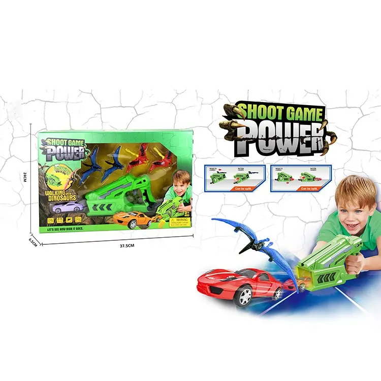 dinosaur launch machine toy set with 4 small dinosaurs and 1 car kid play housel toy