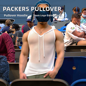 เสื้อสเวตเชิ้ตผู้ชายแบบกำหนดเอง Green Bay Packers เสื้อฮู้ดแบบสวมหัว ผ้าเดนิมคุณภาพสูง ปักตัวอักษร ระบายอากาศได้ดี - Product Image 2