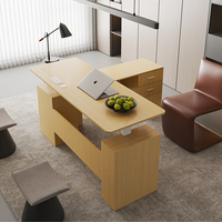 Escritorio Ejecutivo Ergonómico Moderno en Forma de L, de Madera Blanca, Ajustable en Altura, para Gerentes y Directores