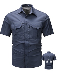 Men's Cotton Shirt for Men Summer Fashion Solid Color <b>Short</b> <b>Sleeved</b> <b>Button</b> <b>up</b> Collared Work Wear - Product Image 6