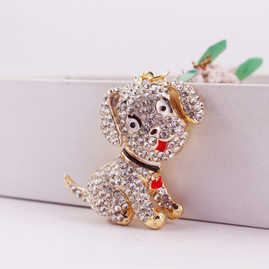 QYS Fashion Metal Dog Keychain Rhinestone Puppy <b>Bag</b> Charm Bell <b>Key</b> <b>Ring</b> Cute Animal Pendant for Women - Product Image 6