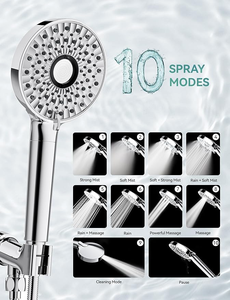 Luxury Filtered Shower Head High Pressure 9 Spray Mode Detachable <b>Abs</b> Handheld Shower Head Hotel Apartment - Product Image 4