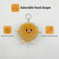 Porte-clés en peluche alimentaire personnalisé, adorable hamburger, breloque de sac à dos, pendentif de sac en peluche douce pour filles, cadeau