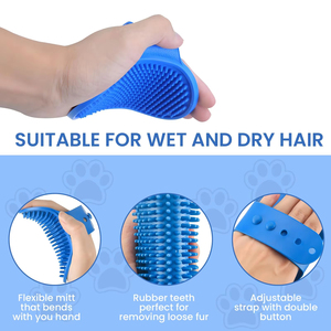 Silicone <strong>Pet</strong> Hair Remover Glove Massage Bath Brush <strong>for</strong> Cats &amp; Dogs-Eco-Friendly Deshedding Grooming <strong>Tool</strong> - Product Image 3