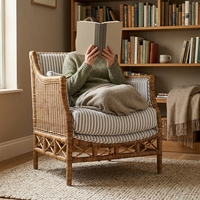 Fauteuil de salon d'extérieur en rotin naturel écologique tressé, chaise d'appoint moderne à dossier croisé pour la maison, le salon ou l'école