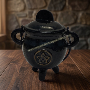 Pot à encens en fonte pentagramme avec poignée pour brûler le sauge, les bougies et les offrandes – Idéal pour les rituels Wicca et la sorcellerie aromatique - Product Image 3
