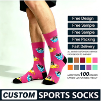 Chaussettes personnalisables entièrement imprimées en couleur, chaussettes de sport vierges imprimées à 360°, chaussettes de sport à lettres imprimées, chaussettes de sport à la mode, chaussettes de sport pour hommes