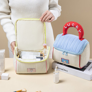 Sac à main mignon à motif de dessin animé, grande capacité, organiseur de cosmétiques, sac de toilette portable pour filles, sac de voyage - Product Image 3