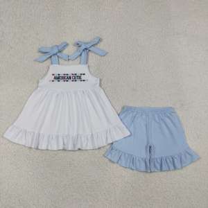 ชุดเด็กผู้หญิง GSSO3480 RTS Little Active Girl ลายปักน่ารักสไตล์อเมริกัน ชุดขายส่งแบบไม่มีแขนเสื้อ ชุดเด็กผู้หญิง - Product Image 1