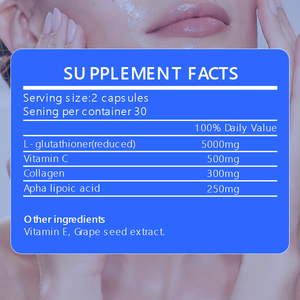 Private Label Biologische Gezonde Supplementen Producten Huid Whitening Anti-Black Spot Glutathion 5000Mg Capsules - Product Image 3