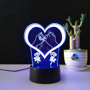 Pin Hoạt Động 3D Đêm Đèn 7 Màu Sắc Thay Đổi Tình Yêu Hình Trái Tim Acrylic Bảng Chiếu Sáng Cho Giáng Sinh Tình Yêu Lãng Mạn Quà Tặng - Product Image 3