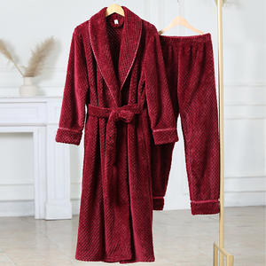 Di lusso coppia termica pigiama Set di flanella bianca in pile lunga notte invernale accappatoio per le donne <span class=keywords><strong>comodi</strong></span> abiti da salotto - Product Image 4