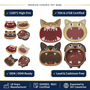 Bol pour animaux de compagnie en céramique OEM, écologique, durable, personnalisé, mignon, design à grande bouche, antidérapant, pour nourriture et eau, pour chats et <span class=keywords><strong>chiens</strong></span> - Product Image 1