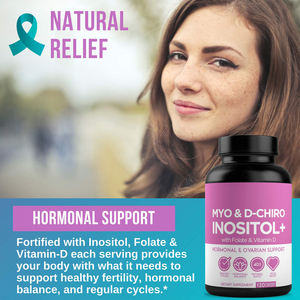 Myo D chiro Inositol แคปซูลพร้อมโฟเลตและวิตามินดีสำหรับผู้หญิงความสมดุลของฮอร์โมนและการสนับสนุนรังไข่60แคปซูล - Product Image 2