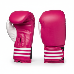 Custom Made 6oz Muay Thai Kick Boxing Guantes Rojo Blanco Rayas Cuero Handschoenen Punching MMA Training Varios Disponibles - Product Image 1