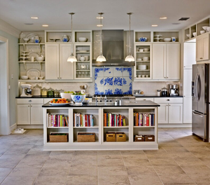 Kustom keramik putih biru Backsplash dinding ubin dilukis tangan bermotif desain untuk meja kopi dinding bagian dalam papan gambar - Product Image 3