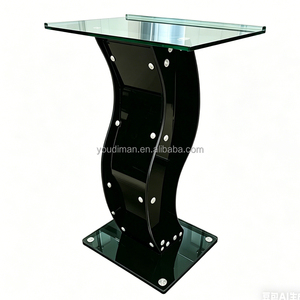 Podest moderne en verre noir transparent, idéal pour les mariages en église, également adapté aux centres commerciaux, aux écoles, etc. - Product Image 5
