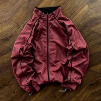 Blouson bomber coupe-vent léger en nylon imperméable avec logo personnalisé, patchwork, fermeture éclair intégrale, style streetwear, automne