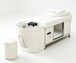 Table de lavage de cheveux noire pour salon, avec bac et repose-pieds réglable, mobilier de coiffure professionnel - Product Image 5