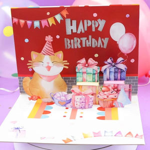 3 מוקפץ כרטיס יום הולדת שמח יצירתי עם נייר לבן שלג-כרטיסי ברכה ייחודיים ליום הולדת - Product Image 1