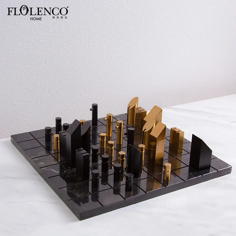 Wholesale Nordic Style Home Decor Marble Stone Chess Board Chess Set Decoration