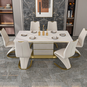 Juego de mesa de muebles de comedor de piedra de mármol artificial exótico Simple de nuevo diseño de Malasia para habitación e interior - Product Image 1