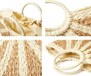 Sac fourre-tout de <span class=keywords><strong>plage</strong></span> d'été rétro en osier sac à poignée en rotin tissé à la main pour femmes décor à la maison - Product Image 2