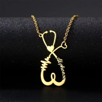 Collar con colgante de nombre personalizado a la moda, collar de estetoscopio de amor personalizado, regalo de cumpleaños para el Día de San Valentín para tu amante