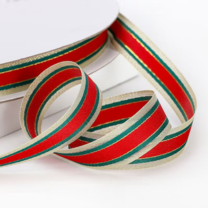 Pita Natal Benang Emas Merah Hijau 10-38Mm Strip Dekorasi DIY Bunga Kue Pembungkus Buket Pernikahan Pita Kemasan Hadiah - Product Image 4