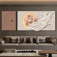 Peinture décorative pour salon, tableau mural moderne et élégant pour fond de canapé, toile rectangulaire haut de gamme à motif de poisson
