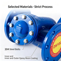 Katup Bola HQ41X-16Q DN100 PN16 Flanged Ductile Iron Non Return Spherical One Way untuk Pipa Air Limbah