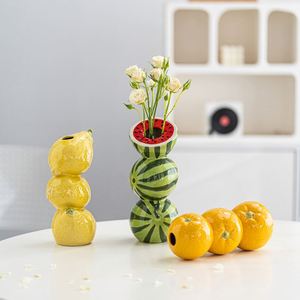 Jarrón de Cerámica para Frutas de 20 cm, Diseño de Naranja/Limón/Sandía, Decoración Nórdica Minimalista para el Hogar, Adorno Popular para Escritorio, Maceta Pequeña - Product Image 2