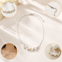 Collier minimaliste à barre incurvée avec ornement de perles enfilées, chaîne fine et délicate, bijou élégant pour les tenues quotidiennes des femmes