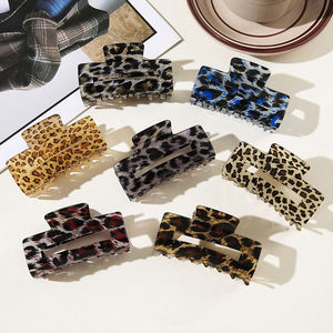 Pince à cheveux verticale grande taille en acrylique imprimé léopard style coréen, nouvelle mode, pinces requin - Product Image 3