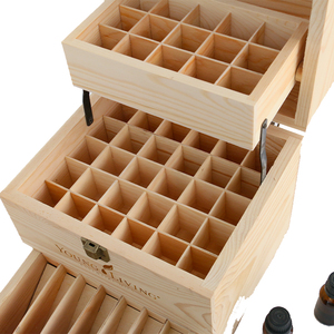 Thông Bằng Gỗ Tinh Dầu, Hộp 3 Lớp 59 Khoang Có Thể Gập Lại Tinh Dầu Chai Lưu Trữ Rack Hiển Thị - Product Image 2