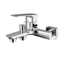 Robinet mitigeur mural monocommande en laiton chromé poli avec cartouche céramique contemporaine pour douche et baignoire, vente en gros