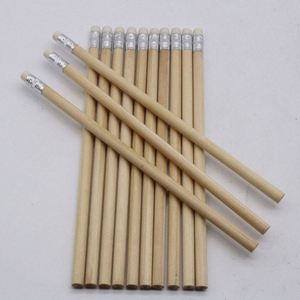 Crayons en bois naturel vierges en gros d'usine avec gomme, forme ronde, 7,5'' HB standard, en vrac à prix abordable - Product Image 1
